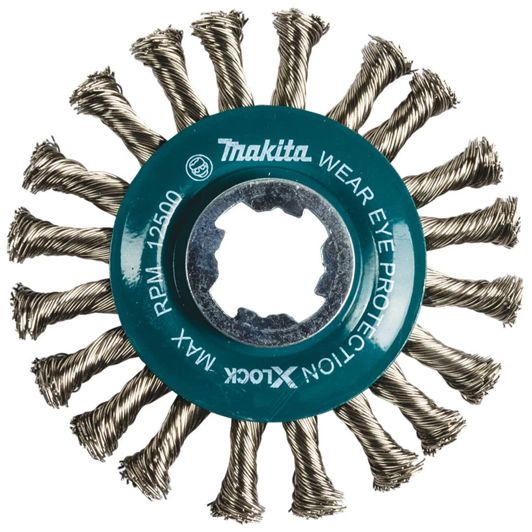 Makita X-LOCK 4-1/2" Stainless Steel Full Cable Knotted Twist Wire Wheel D-72590 3 Makita X-LOCK 4-1/2" Stainless Steel Full Cable Knotted Twist Wire Wheel D-72590